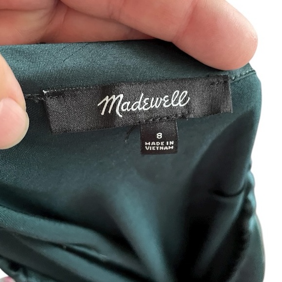 MADEWELL Drawstring Midi Slip Skirt Smokey Spruce Size 8 green 90’s Satin preppy - Picture 5 of 11